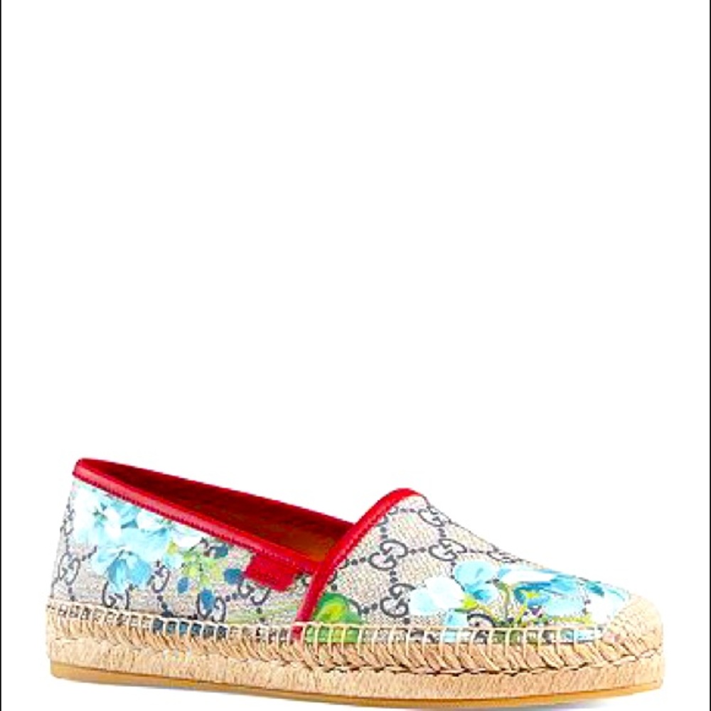 Gucci Bloom Supreme Canvas Espadrilles AUTHENTIC